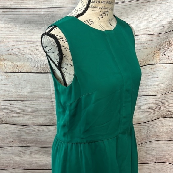J Crew Dress Shift Half Placket Sleeveless Pockets Green Size 2 - Picture 4 of 12